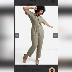 Mate the Label Linen Jumpsuit Romper Sage Green Short Sleeve Medium